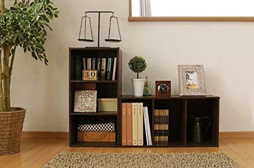 Iris Ohyama, 3 lockers MDF wood shelf/storage furniture/Cube Bookcase CX-3, brown, 41.5 x 29 x 88 cm, compartments
