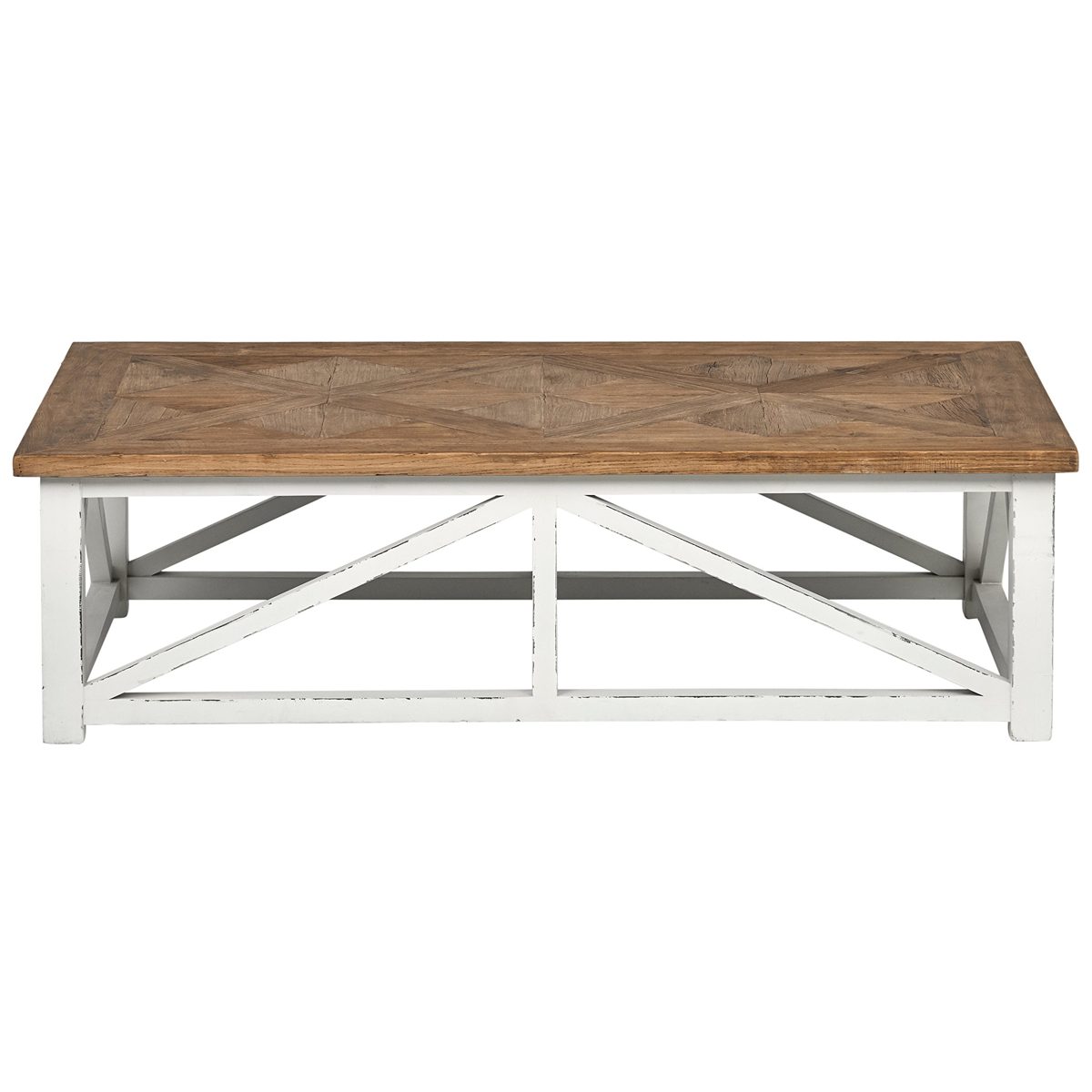 Amazon Brand – Stone & Beam Coastal Breeze Rustic Farmhouse Coffee Table, 55.1"W, Natural and White