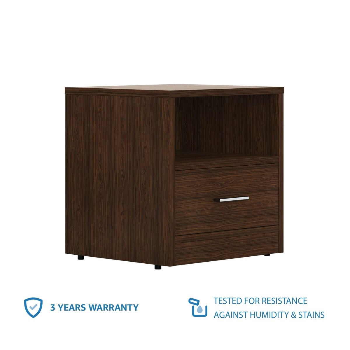 Amazon Brand - Solimo Tucana Engineered Wood Bedside Table with Drawer (Walnut Finish)