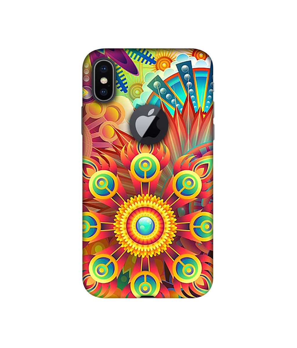 Amazon Brand - Solimo Designer Rangoli 3D Printed Hard Back Case Mobile Cover for Apple iPhone X (Logo Cut)