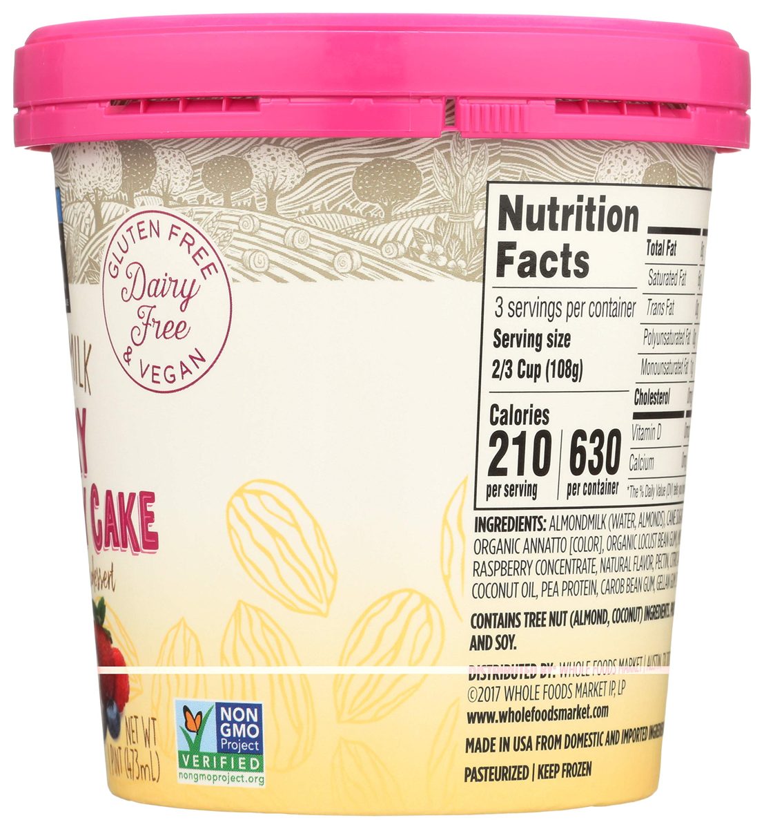 365 Everyday Value, Almondmilk Berry Chantilly Cake Non-Dairy Dessert, 1 pint, (Frozen)