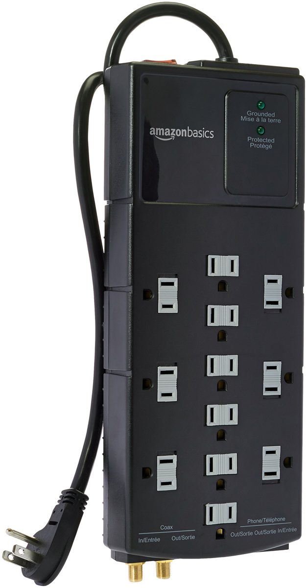 AmazonBasics 12-Outlet Surge Protector, 4,350 Joule, 8-foot Cord