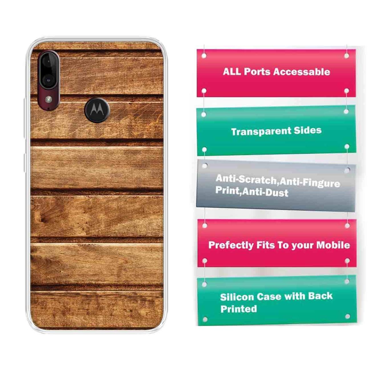 Amazon Brand - Solimo Designer Multicolor Wooden Design Printed Soft Back Case Mobile Cover for Motorola Moto E6s / Motorola Moto E6 Plus