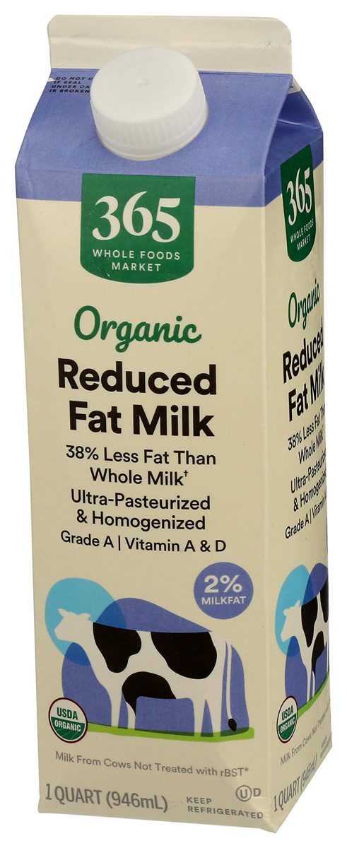 365 Everyday Value, Organic Fat Reduced Milk, 32 Ounce (Packaging May Vary)