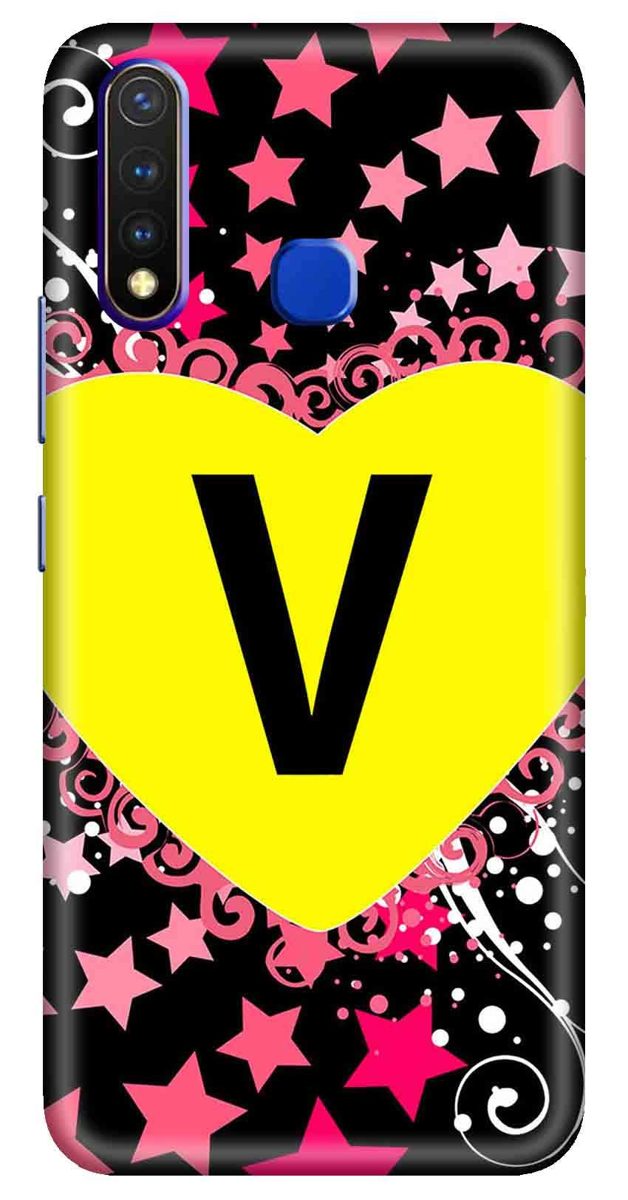 Amazon Brand - Solimo Designer Heart Pattern Alphabet-V 3D Printed Hard Back Case Mobile Cover for Vivo Y19 / Vivo U20