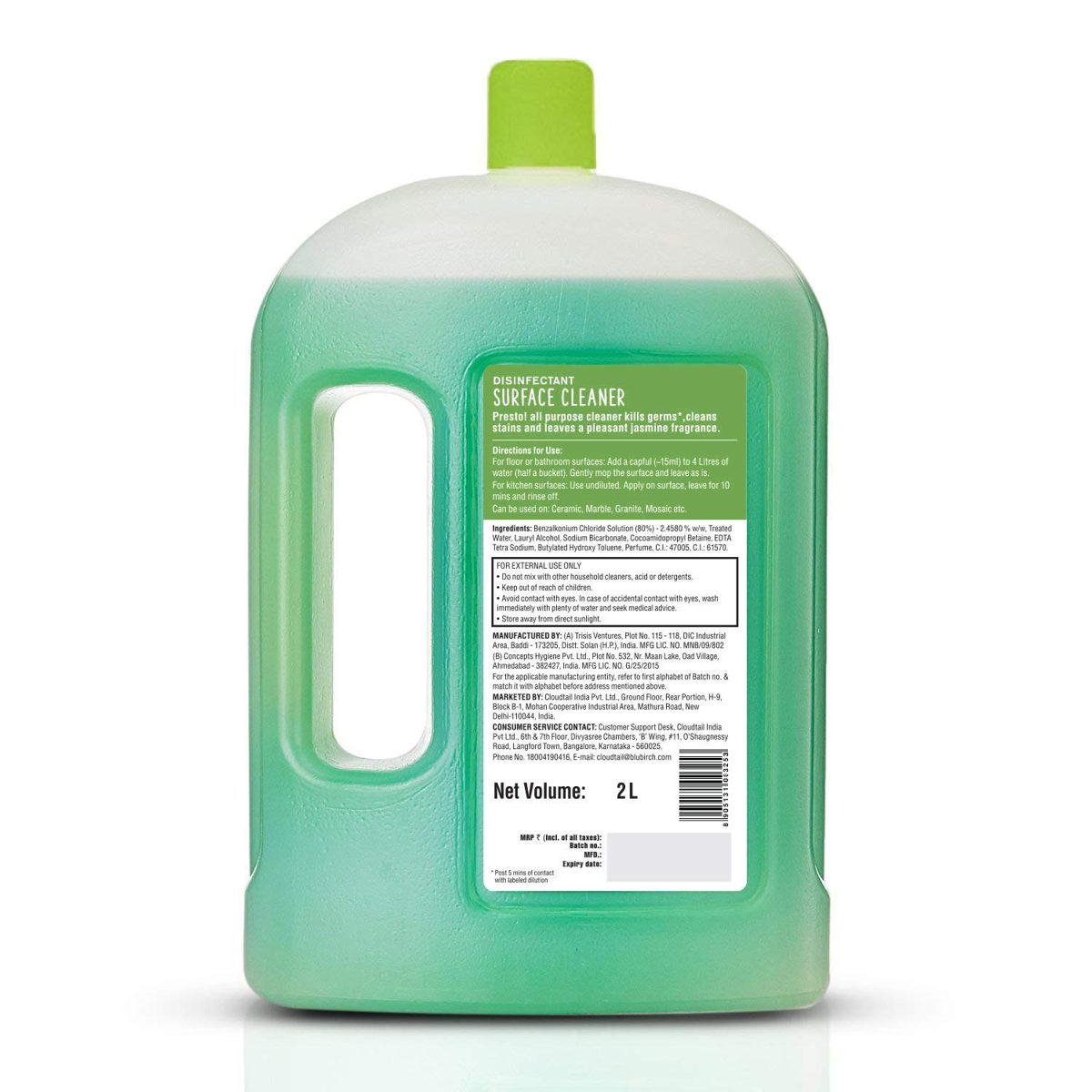 Amazon Brand - Presto! Disinfectant Floor Cleaner Jasmine, 2 L