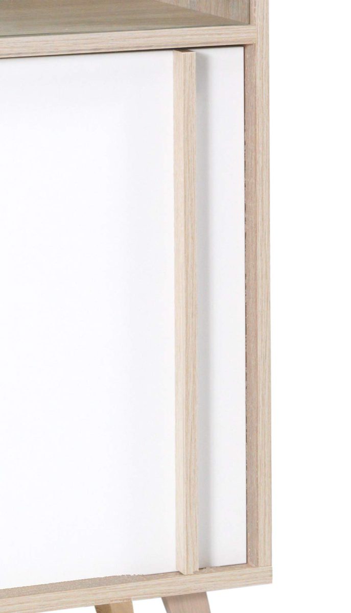 Amazon Brand - Movian Moselle 1-Door Display Cabinet with 5 Shelves, 57 x 185 x 40cm, Light Brown Oak-Effect/White