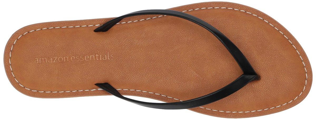 Amazon Essentials Women's Thong Sandal, Black, 6 B US