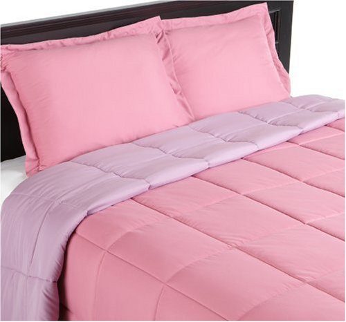 Pike Street Microfiber Reversible Down Alternative Twin Extra-Long Comforter Set, Pink/Lilac