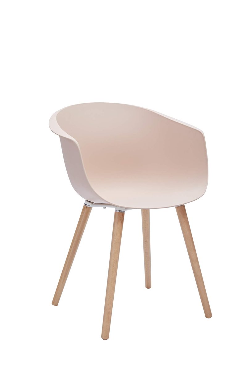 Amazon Brand - Rivet Alva Modern Curved-Back Plastic Dining Chair, 23.2"W, Nude Pink (Renewed)