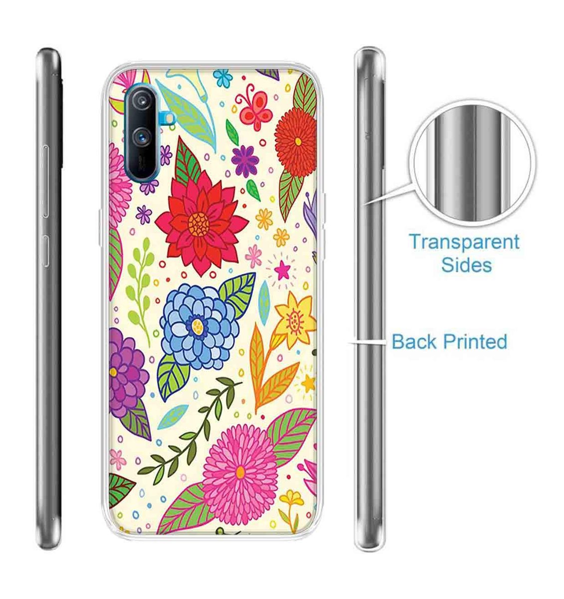 Amazon Brand - Solimo Designer Multicolor Floral Art Design Printed Soft Back Case Mobile Cover for Realme C3