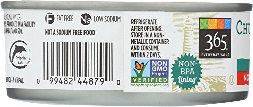 365 Everyday Value, Chunk Light Tuna in Water No Salt Added, 5 Ounce