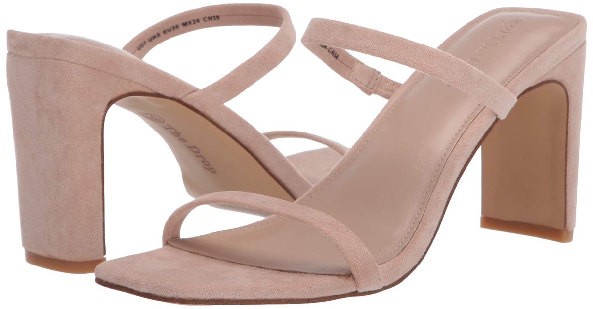 The Drop Avery Square Toe Two Strap High Heeled Sandal Womens Heeled Sandals