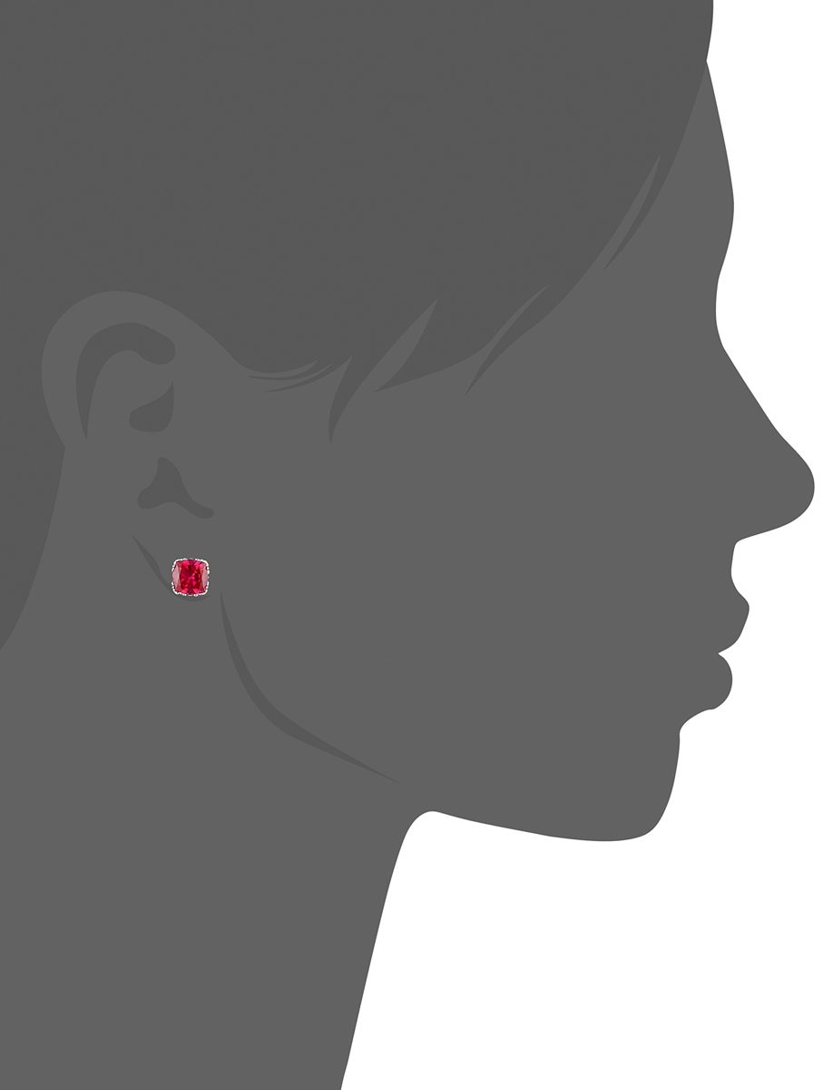 Created Gemstone Jubilee-Cut Stud Earrings with Crown Setting in Sterling Silver (7mm)