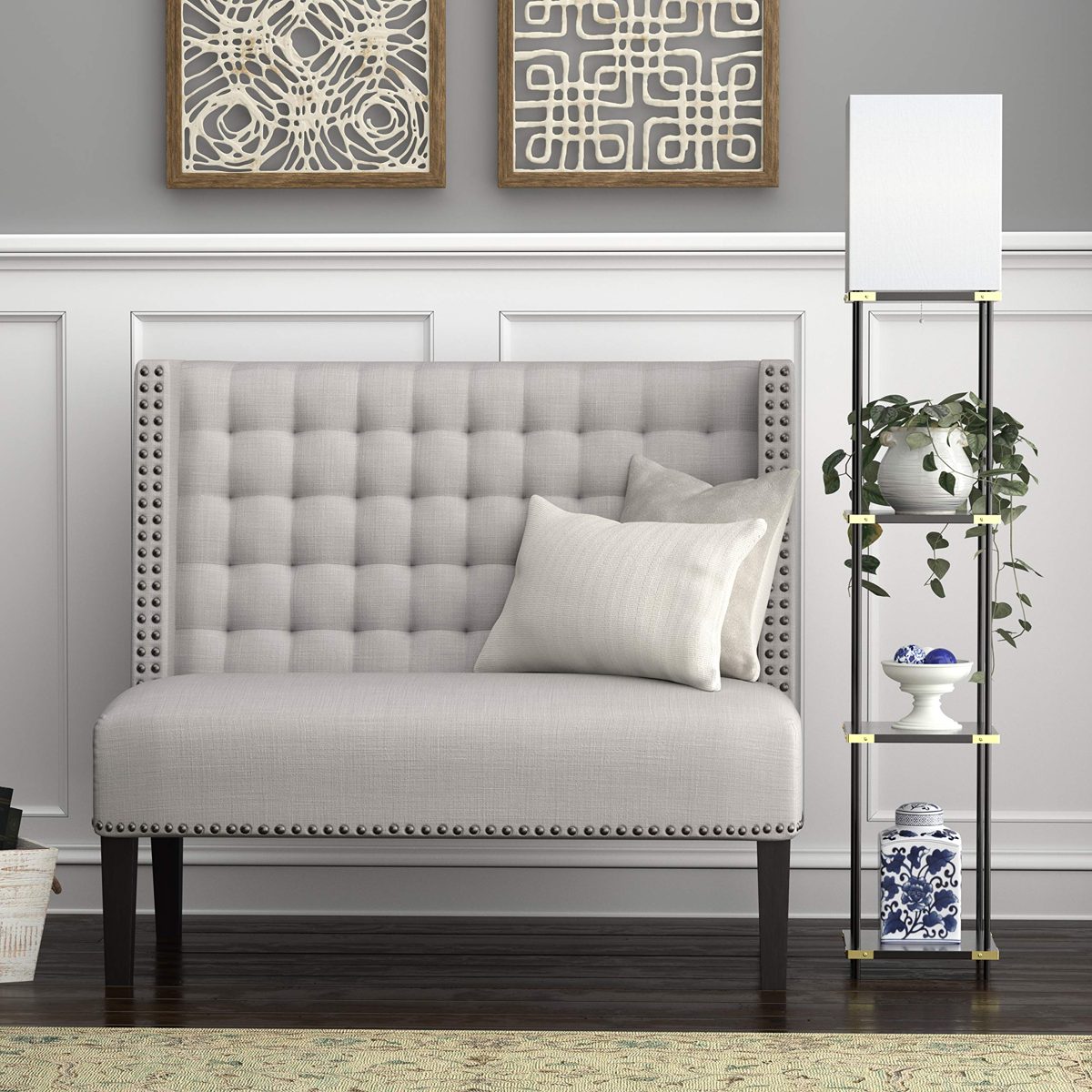 Amazon Brand – Ravenna Home Floor Lamp with Shelves, LED Light Bulb included, 62.75"H, Black