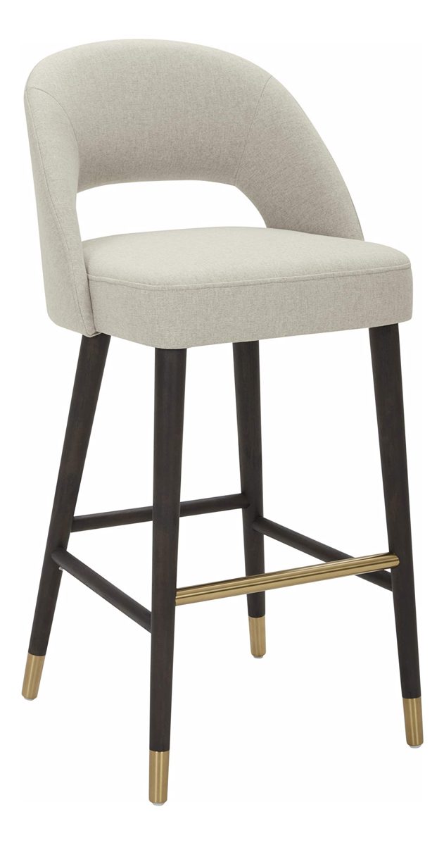 Amazon Brand – Rivet Whit Contemporary Upholstered Bar Stool with Gold Accents, 41"H, Chalk White
