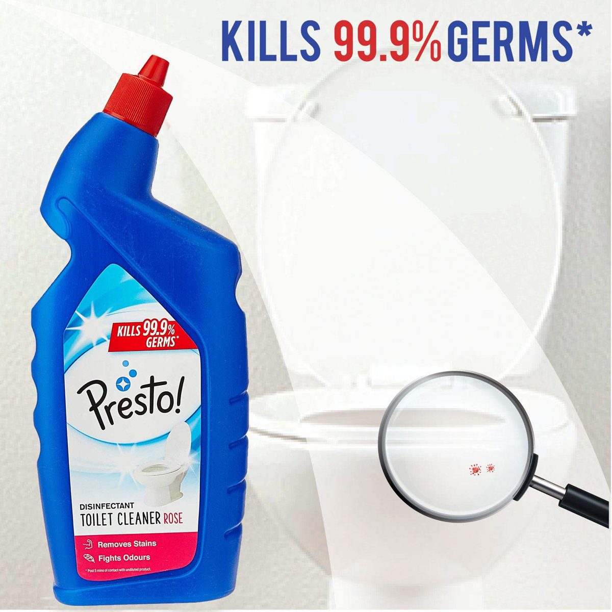 Amazon Brand - Presto! Disinfectant Toilet Cleaner, Rose - 1 L (Pack of 2)