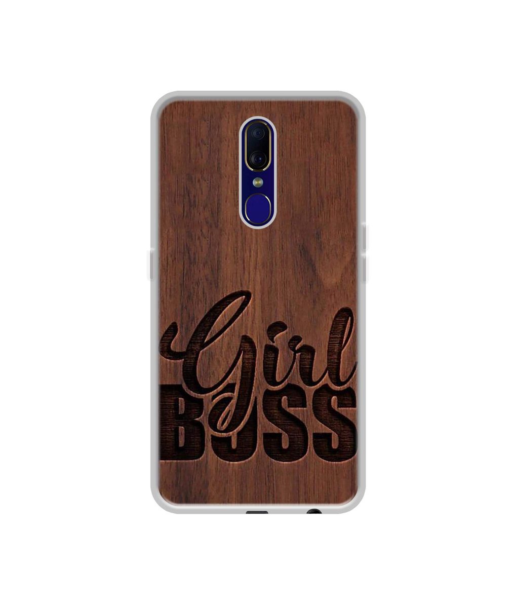 Amazon Brand - Solimo Designer Girl Boss On Wood UV Printed Soft Back Case Mobile Cover for Oppo F11