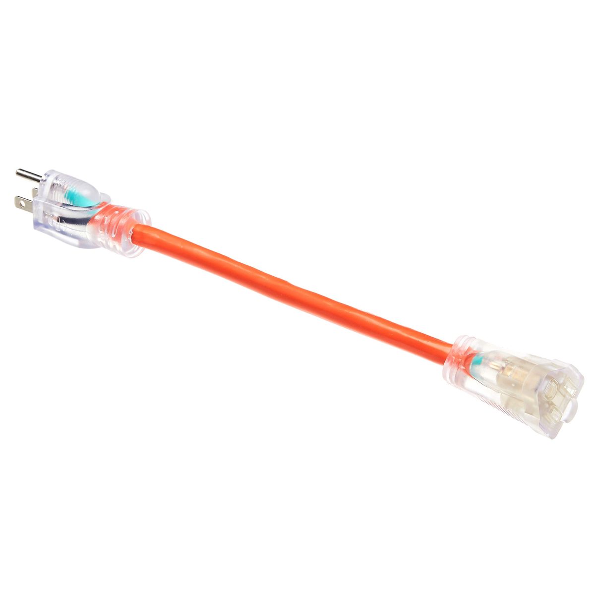 AmazonBasics 12/3 Heavy Duty SJTW Lighted Extension Cord, Orange, 1 Foot, Set of 2 (Renewed)
