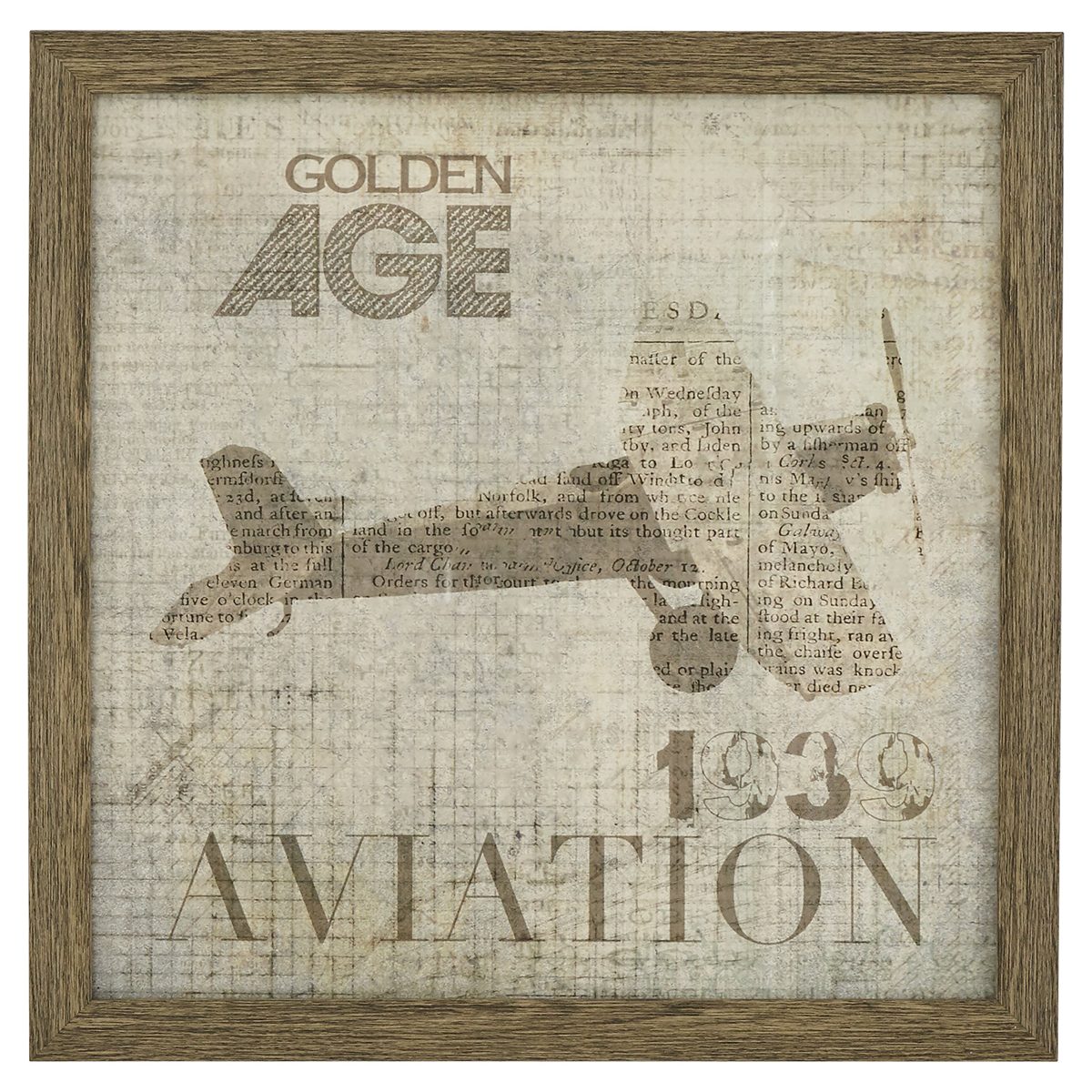Amazon Brand – Stone & Beam Vintage 'Golden Age' Aviation Poster, Antiqued Wood-Tone Frame, 20" x 20"