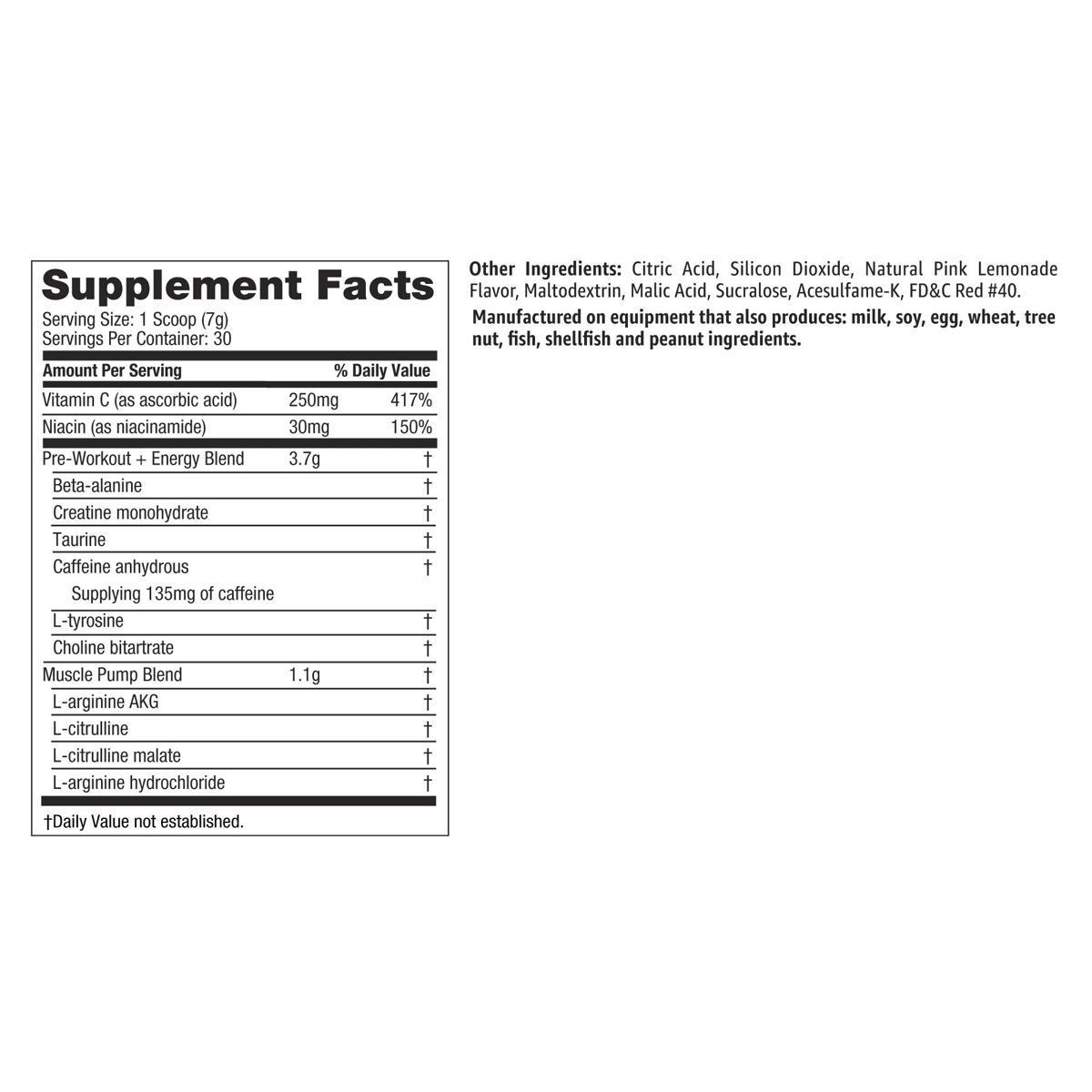 Amazon Brand - Solimo Pre Workout Powder, Pink Lemonade, 7.41 Ounce (30 Servings