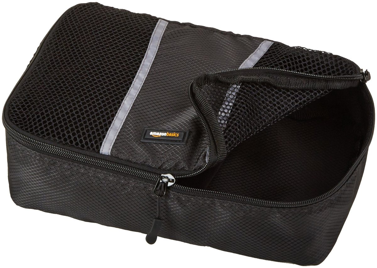 Amazon Basics Small Packing Cubes, Black and Gray - 4-Piece Set