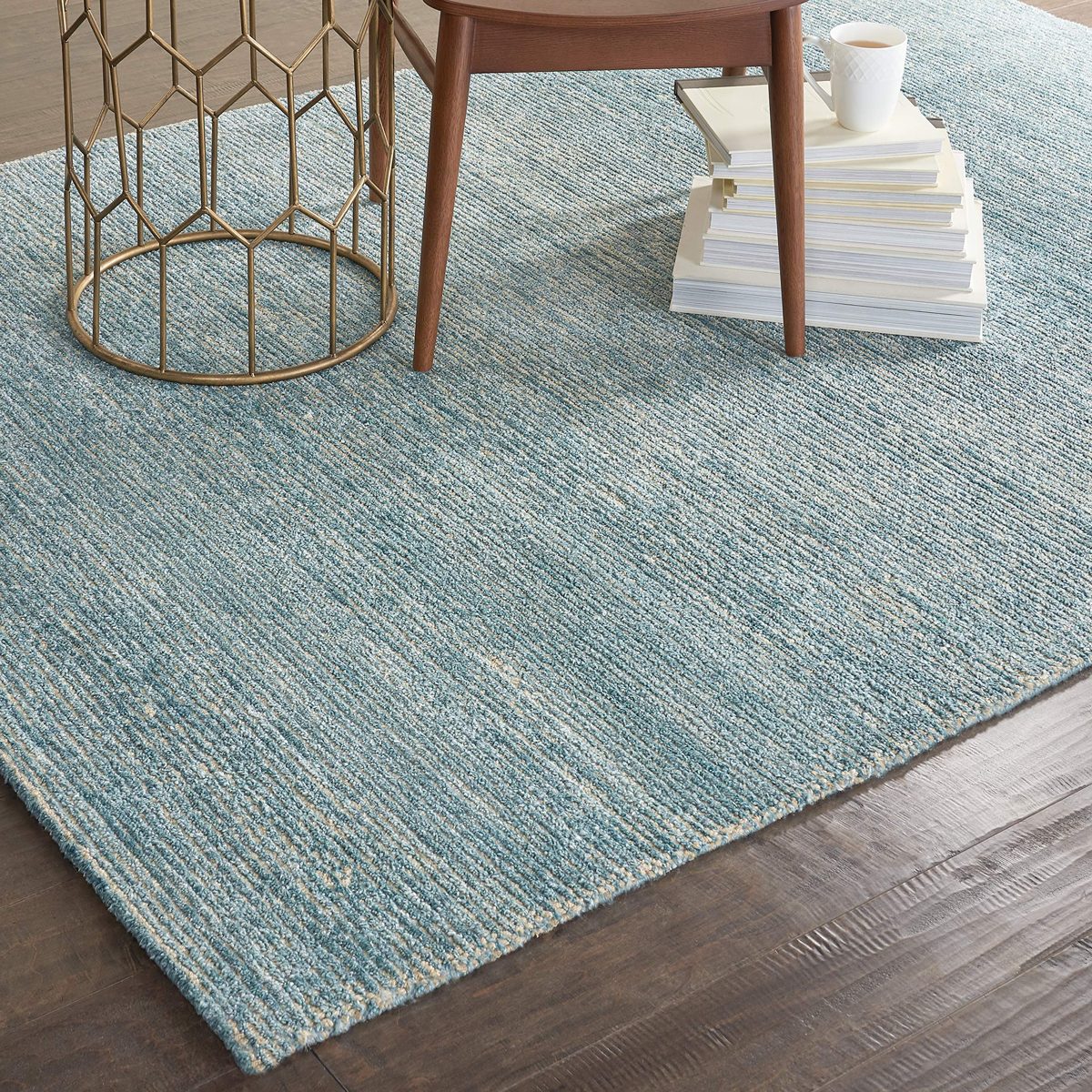 Amazon Brand – Rivet Contemporary Striated Jute Area Rug, 5' 9" x 3' 9", Seafoam