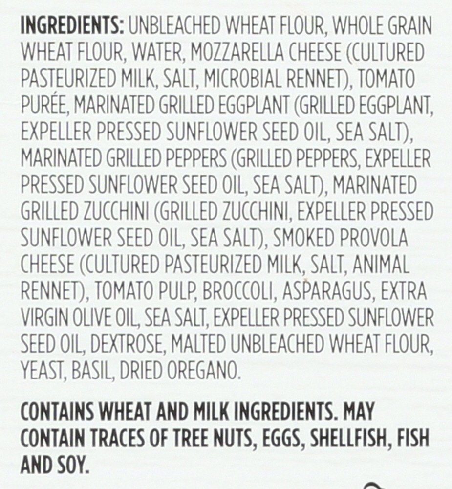 Whole Foods Market, Marinated Grilled Vegetables on Wheat Flour Crust Wood-Fired Pizza, 13.4 oz, (Frozen)