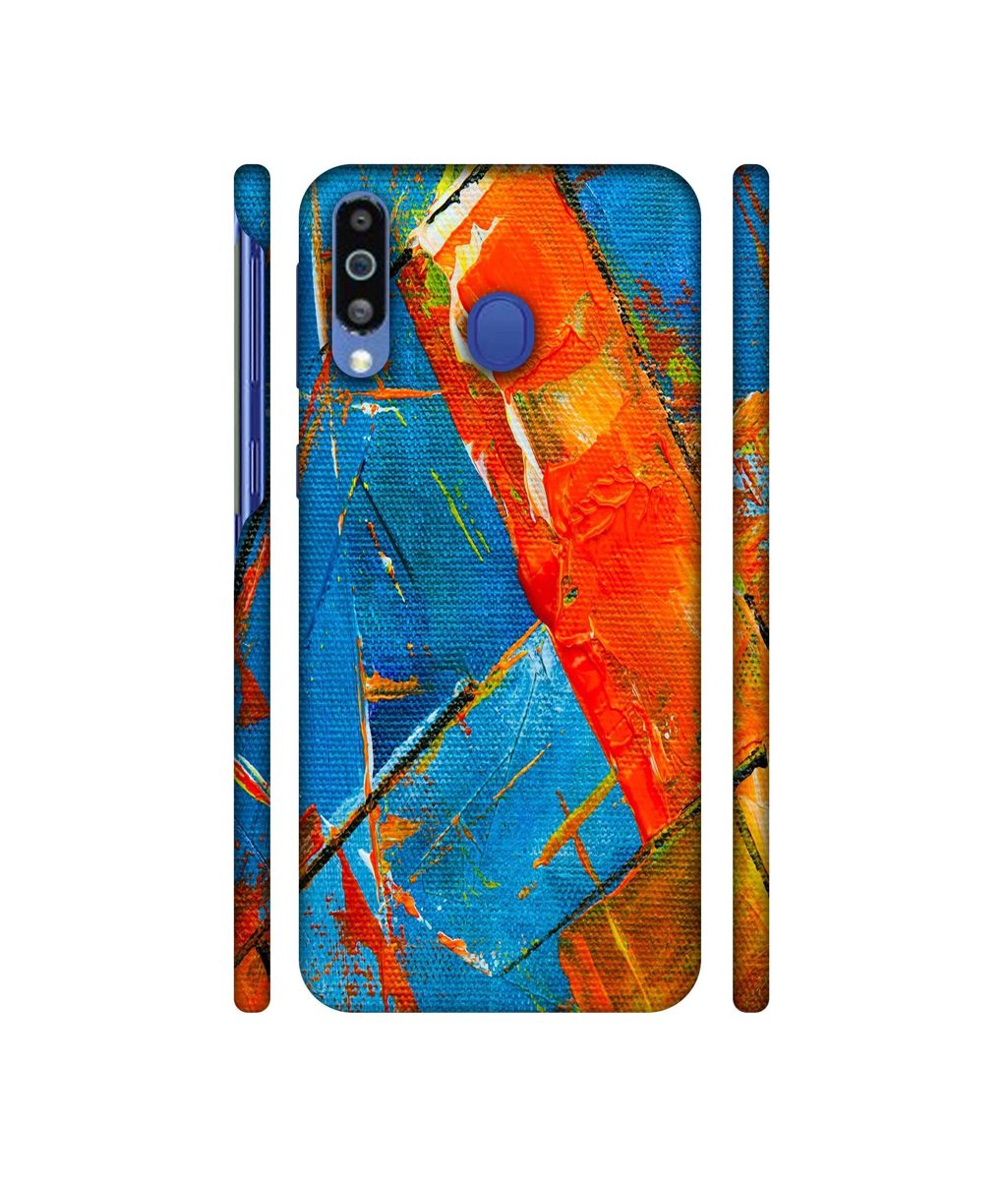 Amazon Brand - Solimo Designer Sky Blue and Orange Canvas 3D Printed Hard Back Case Mobile Cover for Samsung Galaxy M21