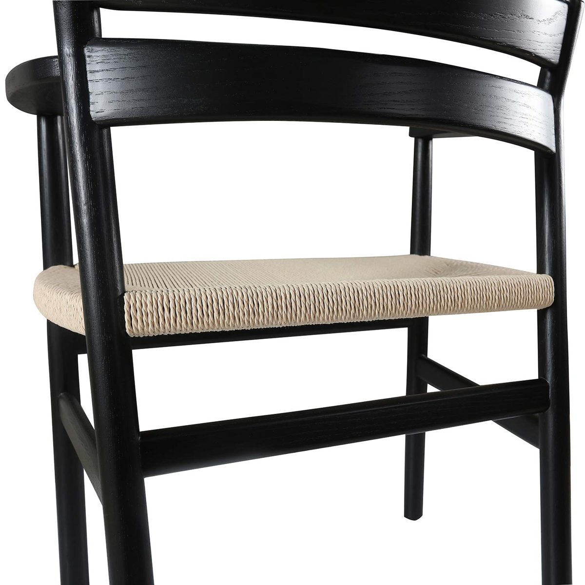Amazon Brand – Stone & Beam Wood and Rattan Dining Chair with Arms, 24.8"W, Black