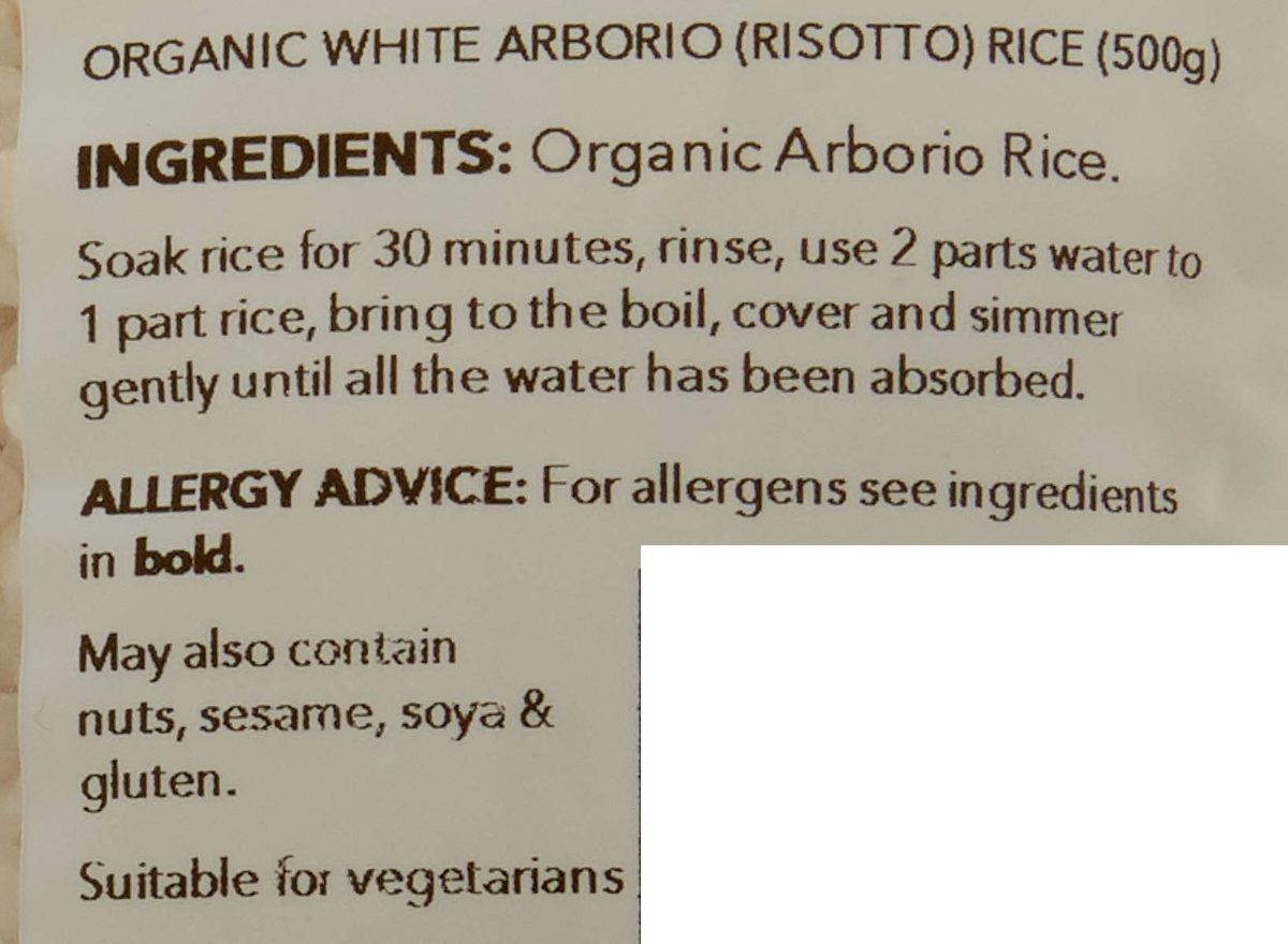 Whole Foods Market Organic White Arborio Risotto Rice, 500 g