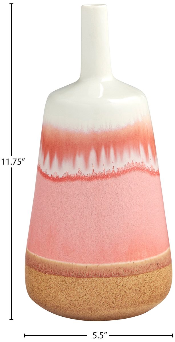 Amazon Brand – Stone & Beam Modern Ceramic Home Decor Flower Vase - 11.75 Inch, Coral White Tan