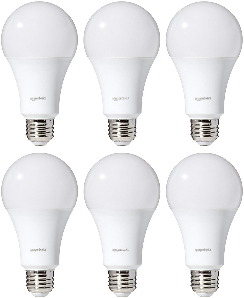 AmazonBasics 100 Watt Equivalent, Soft White, Dimmable, A21 LED Light Bulb | 6-Pack (Renewed)
