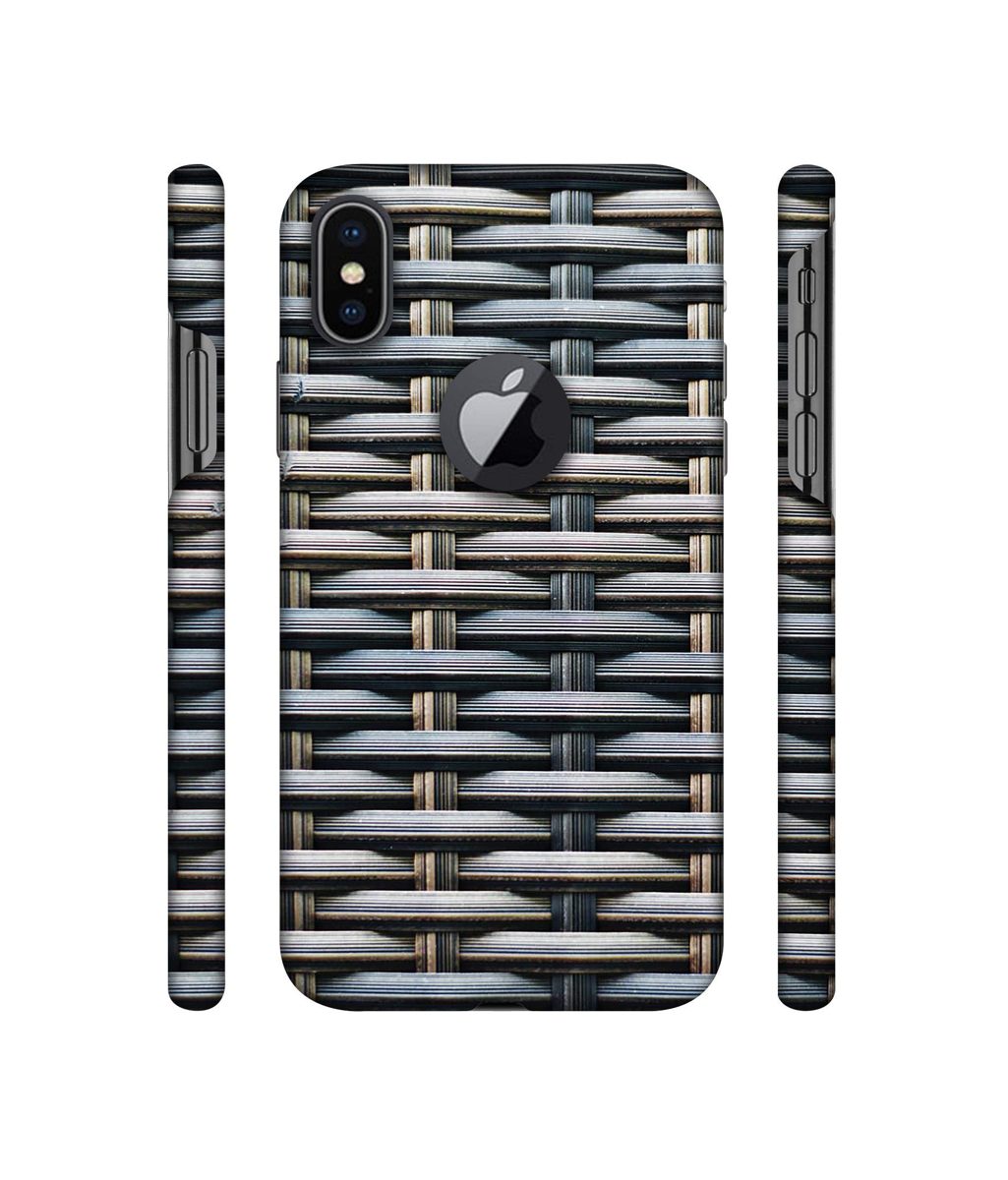 Amazon Brand - Solimo Designer Wooden Blocks Checks 3D Printed Hard Back Case Mobile Cover for Apple iPhone X (Logo Cut)