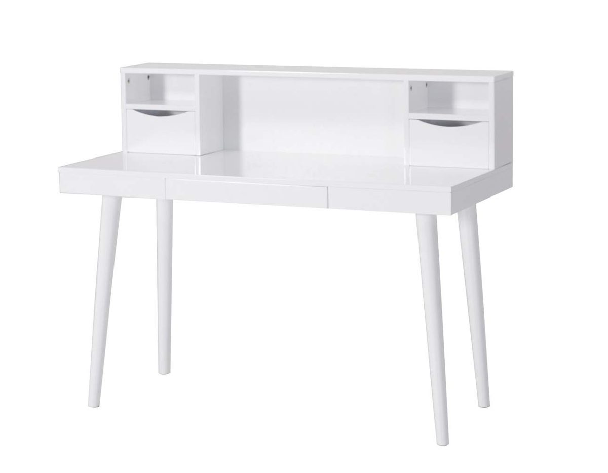 Amazon Brand – Stone & Beam Contemporary Desk, 47.2"W, Wood with High-Gloss White Accents