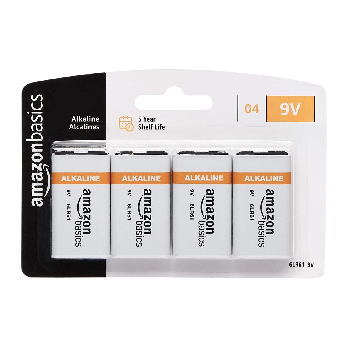 AmazonBasics 9 Volt Everyday Alkaline Battery - Pack of 4