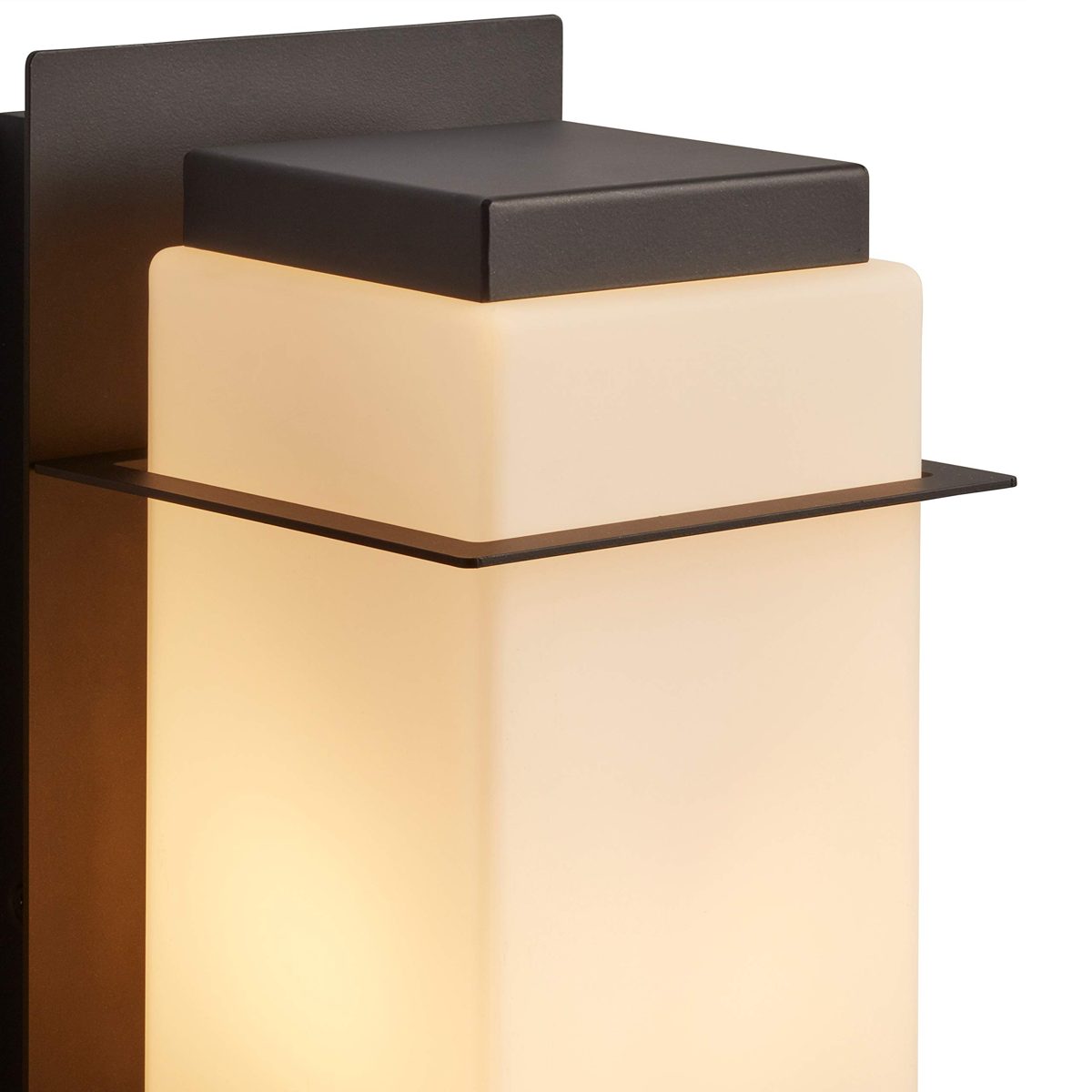Amazon Brand – Rivet Modern Frosted Opal Glass Outdoor Wall Mount Sconce with Light Bulb - 5.91 x 6.97 x 14.97 Inches, Antique Bronze Steel