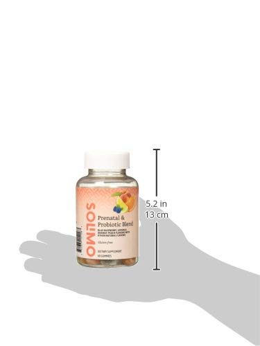 Amazon Brand - Solimo Prenatal & Probiotic Blend - Pregnancy Wellness - 70mg Omega 3 Fatty Acids with 20mg Probiotics, 60 Gummies, 1 Month Supply