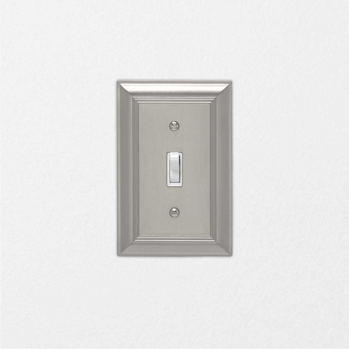 AmazonBasics Single Toggle Wall Plate, Satin Nickel, 3-Pack