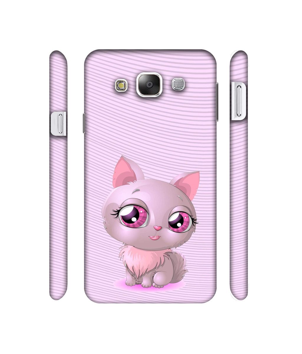 Amazon Brand - Solimo Designer Cute Pink Cat 3D Printed Hard Back Case Mobile Cover for Samsung Galaxy E5