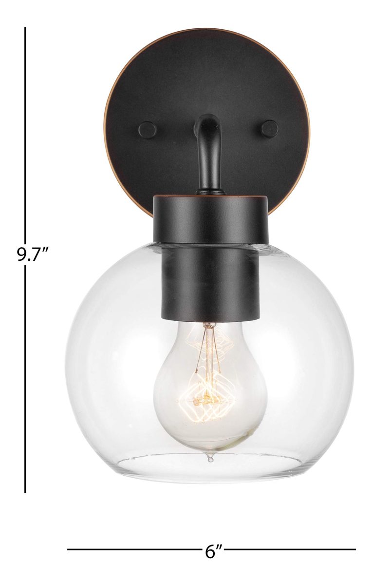 Amazon Brand - Ravenna Home Single-Light Outdoor Wall Sconce with Clear Glass Shade, Vintage Edison Bulb Included, 9.7"H, Oil-Rubbed Bronze