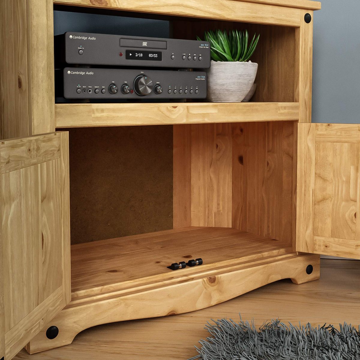 Amazon Brand - Movian Corona TV Cabinet, Solid Pine Wood, 70 x 77.5 x 40 cm