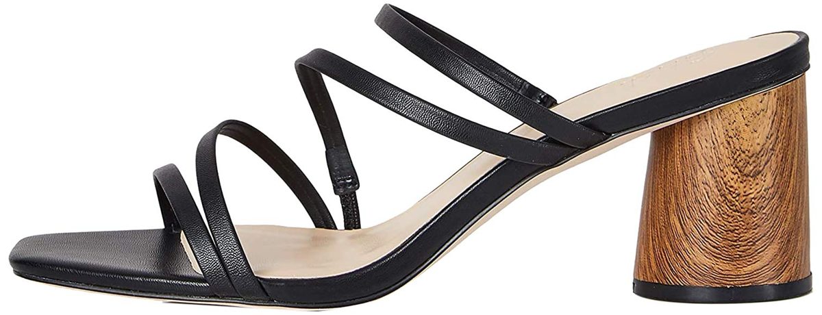find. Women's Block Heel Assymetric Strippy Sandal, (Black), 5 UK