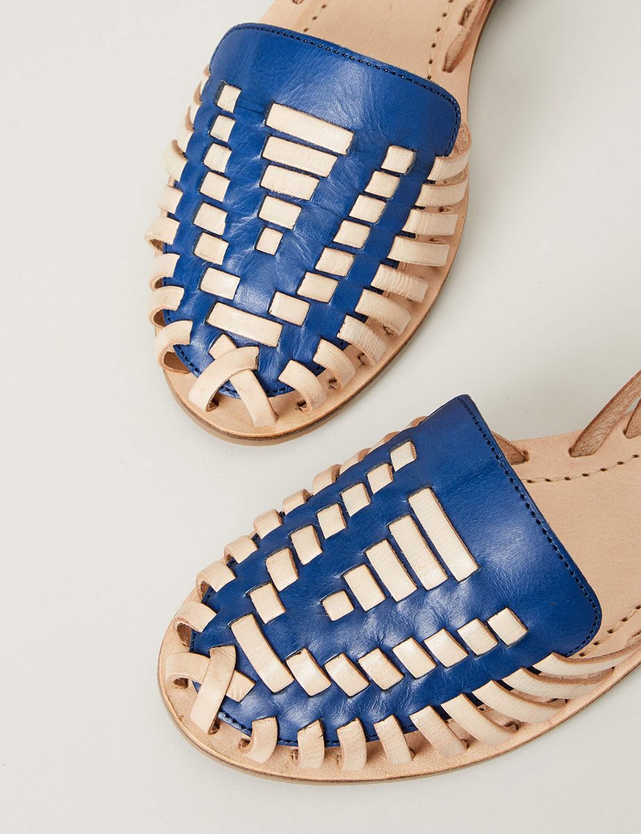 Amazon Brand - find. Women's Shoes with Plaited Leather and Gum Rubber Sole, Multicolour (Tan/Navy), US 7.5
