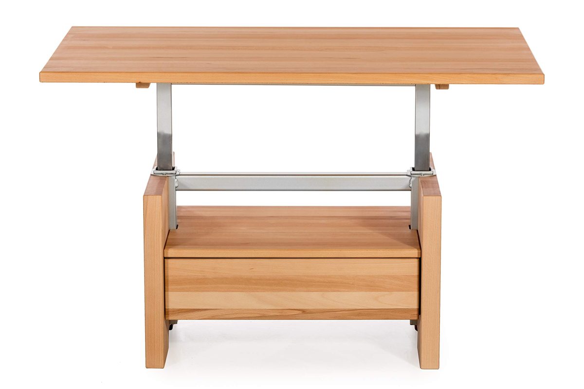 Amazon Brand - Alkove Hayes Lift-Top Solid Wood Coffee Table with 1-Drawer, 110 x 70 x 51-70cm, Core Beech/Metal