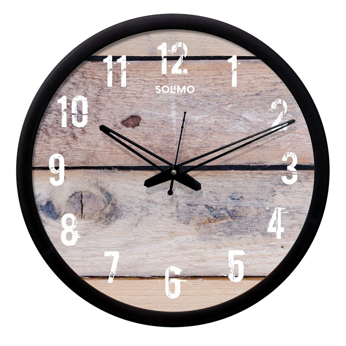 Amazon Brand - Solimo 12-inch Wall Clock - Desginer (Silent Movement, Black Frame), SC-1027