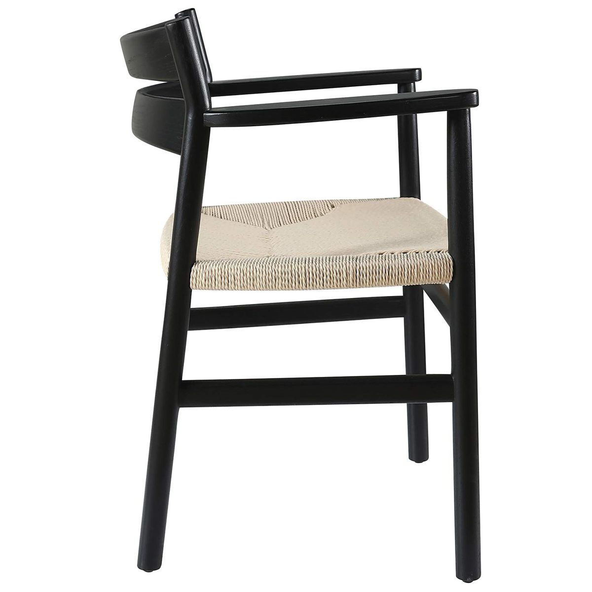 Amazon Brand – Stone & Beam Wood and Rattan Dining Chair with Arms, 24.8"W, Black