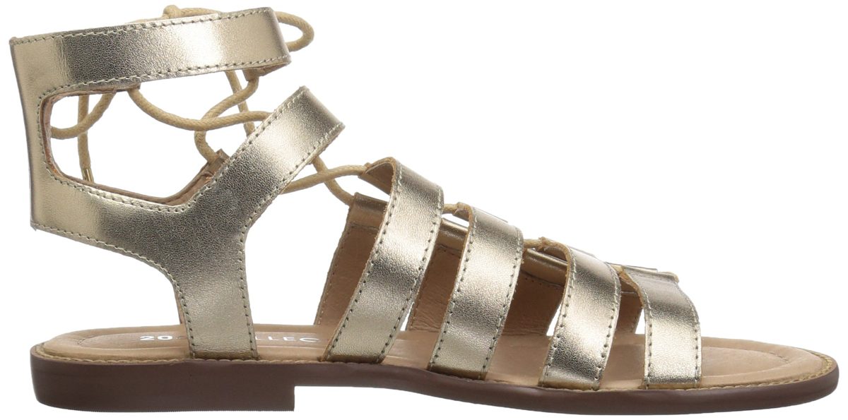 Amazon Brand - 206 Collective Women's Myrtle Gladiator Fashion Sandal Flat, gold leather, 5 B US