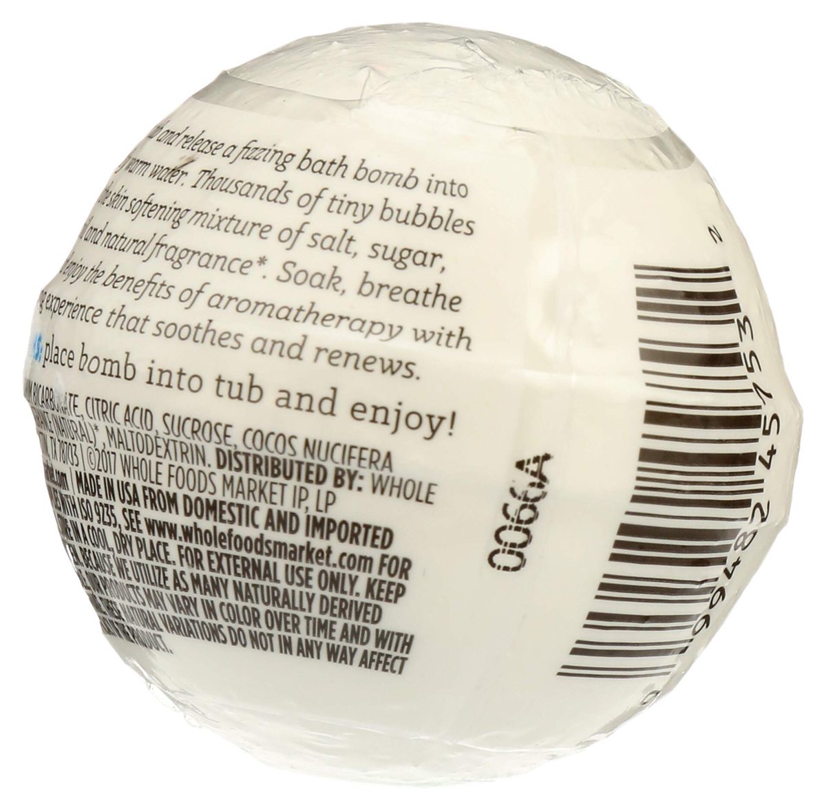 Whole Foods Market, Bath Bomb Fizzing Coconut Milk, 2.3 Ounce