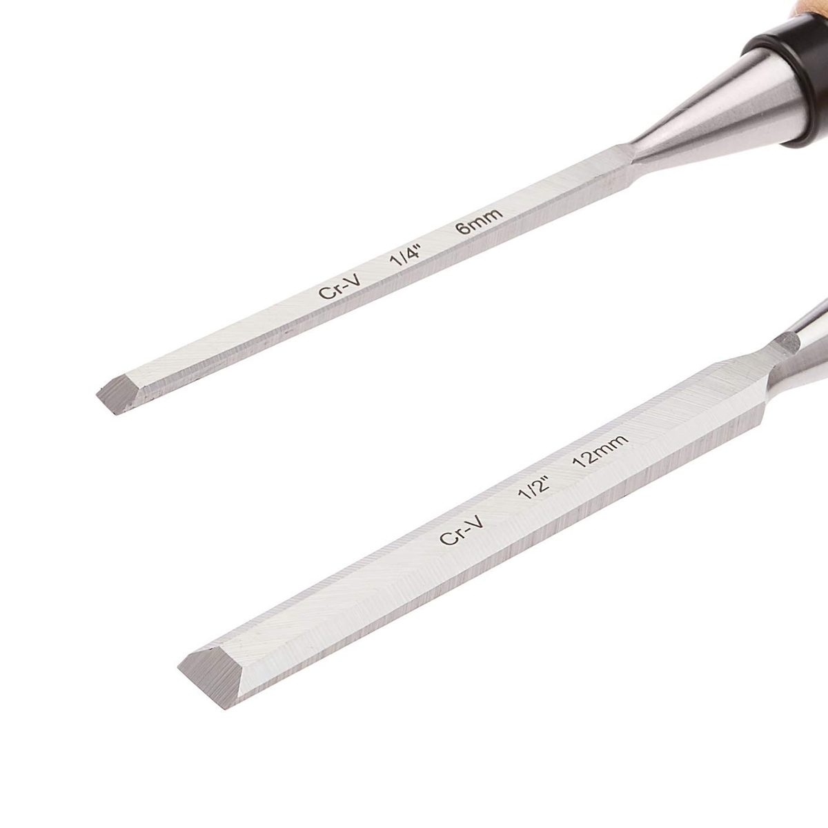 AmazonBasics 4-Piece Wood Chisel Set - 1/4-Inch to 1-Inch, Wooden Handle (Renewed)